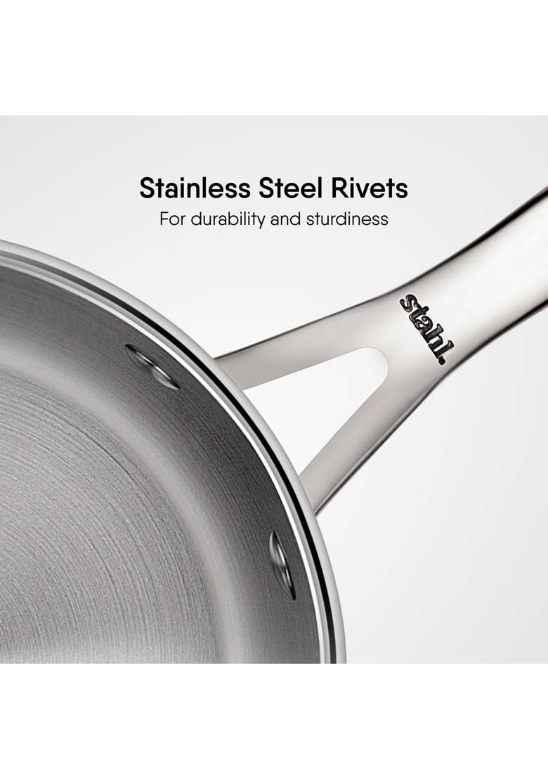 stahl Artisan Triply Stainless Steel Tea Pan with Lid | 2 L | 2.1 Qt | 18 cm | 7.1 Inch | Induction Compatible - Indya