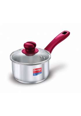 Prestige Platina Popular Stainless Steel Gas and Induction Compatible Sauce Pan | With Lid