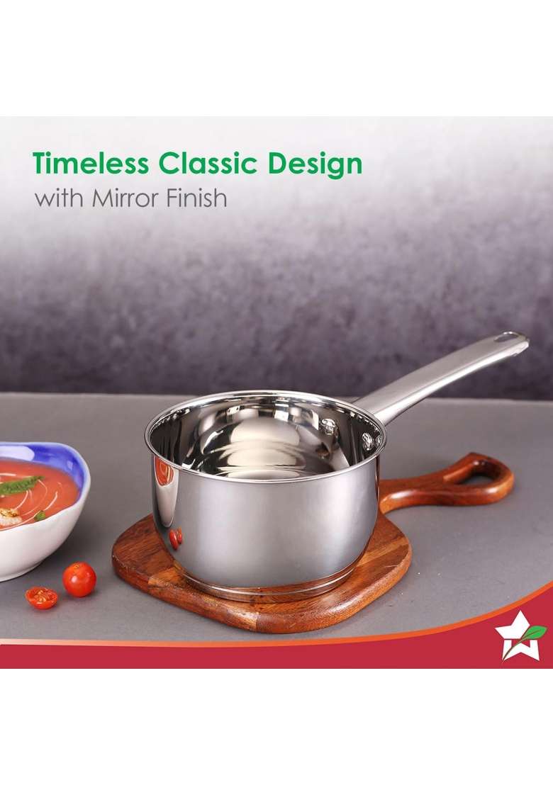 Wonderchef Venice Stainless Steel Saucepan | 1.2 L | 1.3 Qt | Tri-Ply - Indya