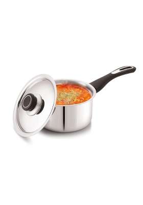 ANJALI FPSP16 Stainless Steel Fiesta Pro Sauce Pan with Steel Lid Chai Pan Tea Pan | 1450 ml | 49 fl oz | 16 cm | 6.3 Inch | Induction Compatible