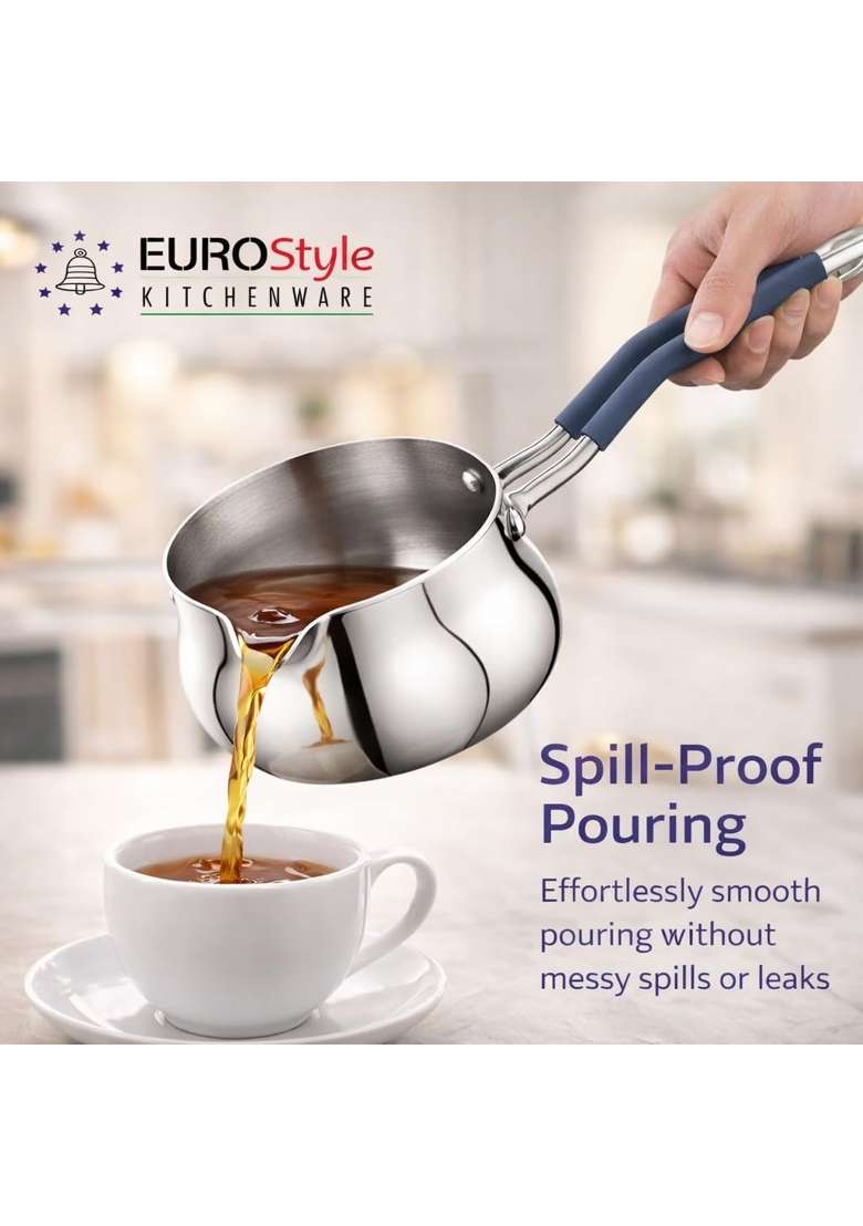 EURO style EUROStyle Stainless Steel Triply Classic Saucepan | 1.8 L | 1.9 Qt | 15 cm | 5.9 Inch - Indya