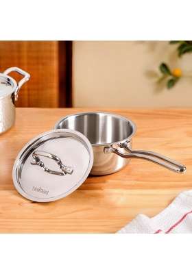 Nestasia TriPly Stainless Steel Saucepan with Lid | 1500 ml | 50.7 fl oz | Induction Compatible | Heavy Bottom
