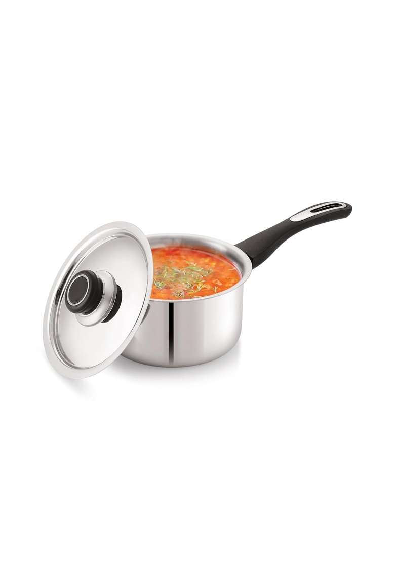 ANJALI Fiesta Pro Stainless Steel Sauce Pan with Lid | 18 cm | 7.1 Inch | Rust Resistant - Indya