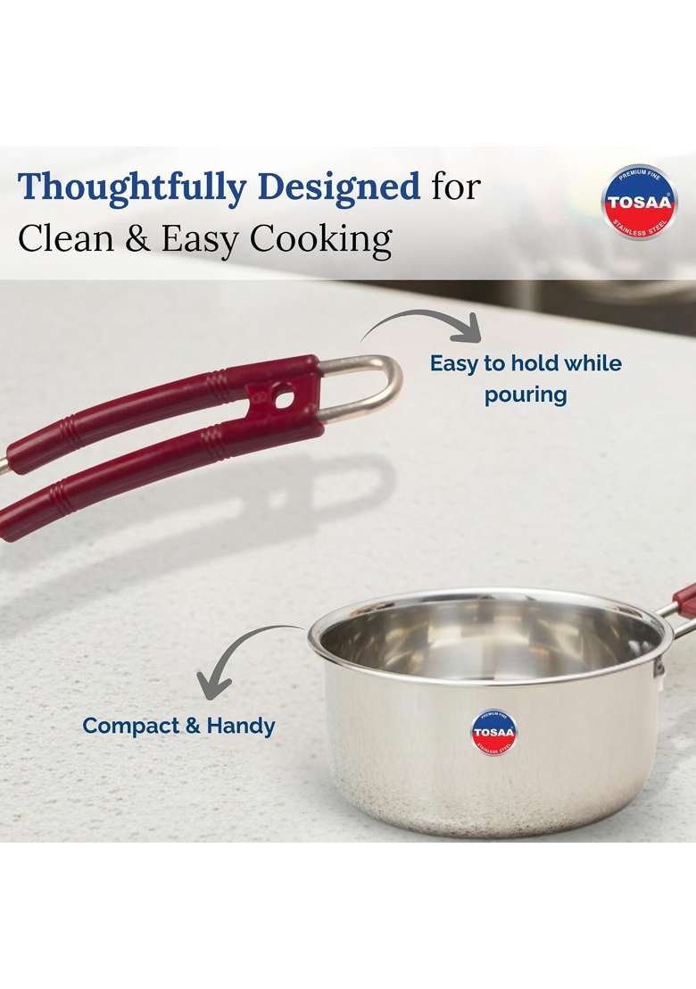 Tosaa Stainless Steel Sauce PAN | 1600 ml | 54.1 fl oz | 16 cm | 6.3 Inch - Indya