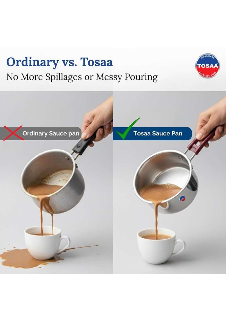 Tosaa Stainless Steel Sauce PAN | 1600 ml | 54.1 fl oz | 16 cm | 6.3 Inch - Indya