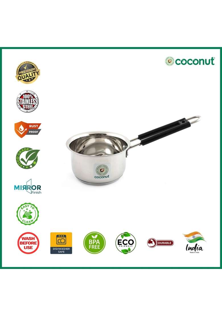 coconut Stainless Steel Multipurpose Sauce Pan | 500 ml | 16.9 fl oz | Induction Compatible - Indya