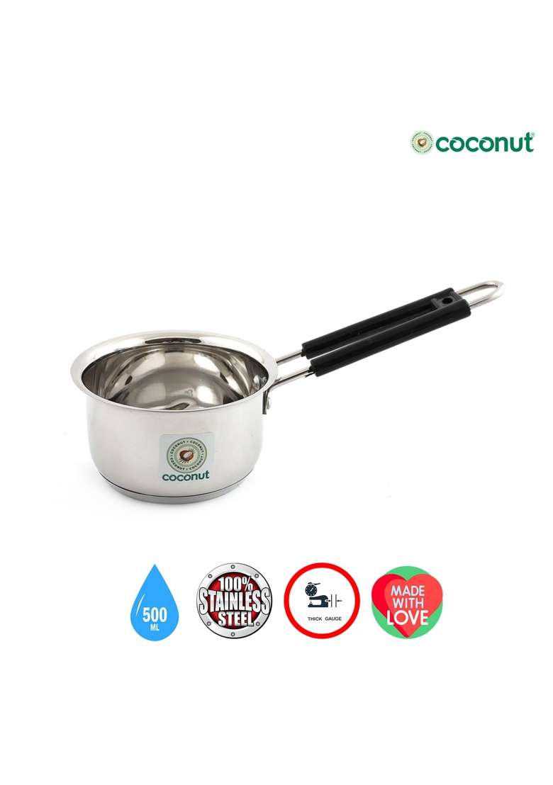 coconut Stainless Steel Multipurpose Sauce Pan | 500 ml | 16.9 fl oz | Induction Compatible - Indya