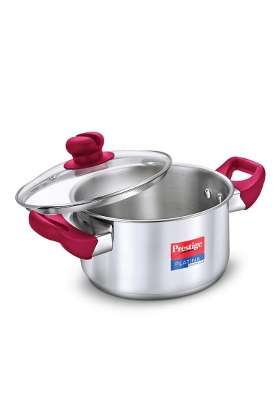 Prestige Platina Popular Stainless Steel Gas and Induction Compatible Casserole | 2 L | 2.1 Qt | With Lid