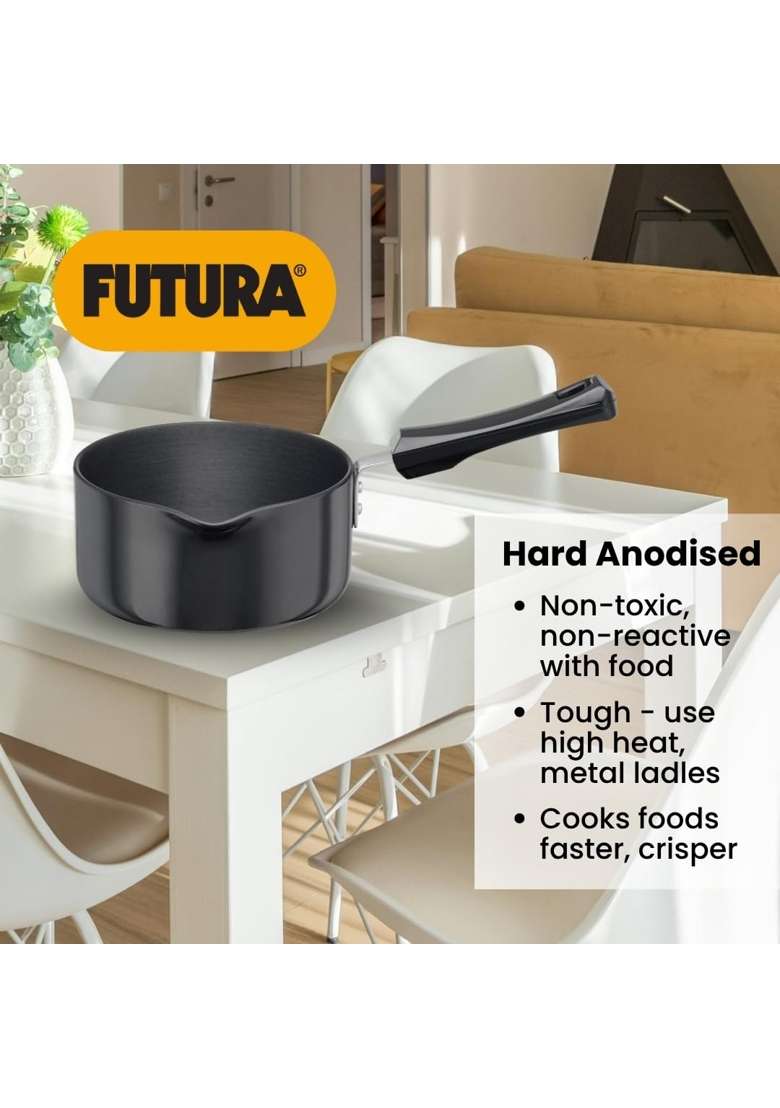 Hawkins Futura Hard Anodised Ezee-Pour Saucepan Without Lid | 1 L | 1.1 Qt - Indya