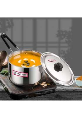 FLIXBLOOM Select Pro Kitchen Induction Base Stainless Steel Cookware Sauce Pan | 4 L | 4.2 Qt | Tri-Ply | With Lid