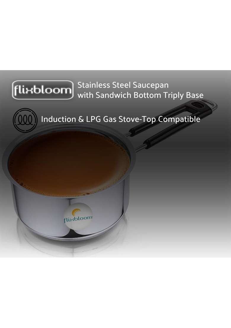FLIXBLOOM Special Stainless Steel Induction Base and LPG Gas Friendly Kitchen Utensil | 4 L | 4.2 Qt - Indya
