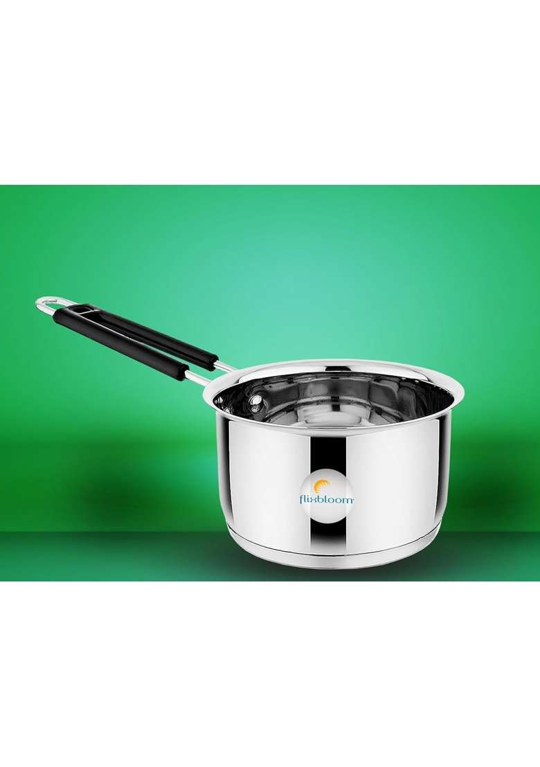 FLIXBLOOM Kitchen Special Heavy Gauge Stainless Steel Saucepan Tea Pan | 1.5 L | 1.6 Qt | Induction Compatible - Indya