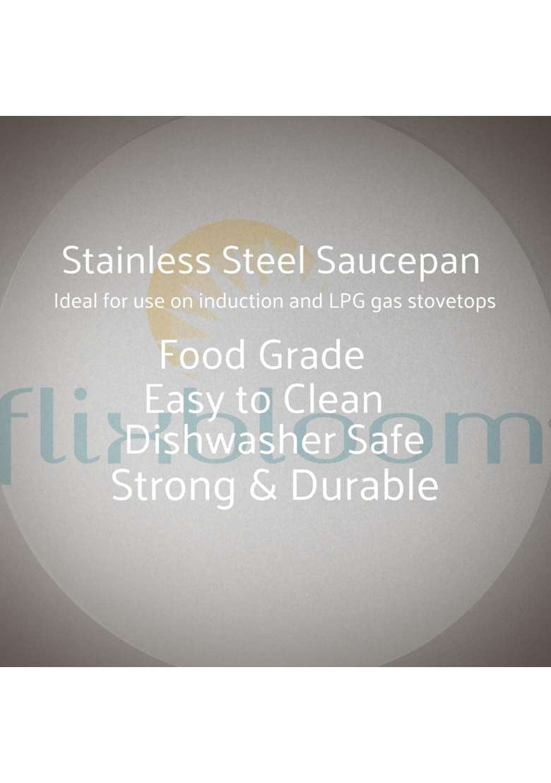 FLIXBLOOM Kitchen Special Heavy Gauge Stainless Steel Saucepan Tea Pan | 1.5 L | 1.6 Qt | Induction Compatible - Indya