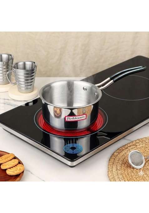 FLIXBLOOM Grandeur Triply Stainless Steel Thick Guage Induction Base Cookware LPG | 1 L | 1.1 Qt