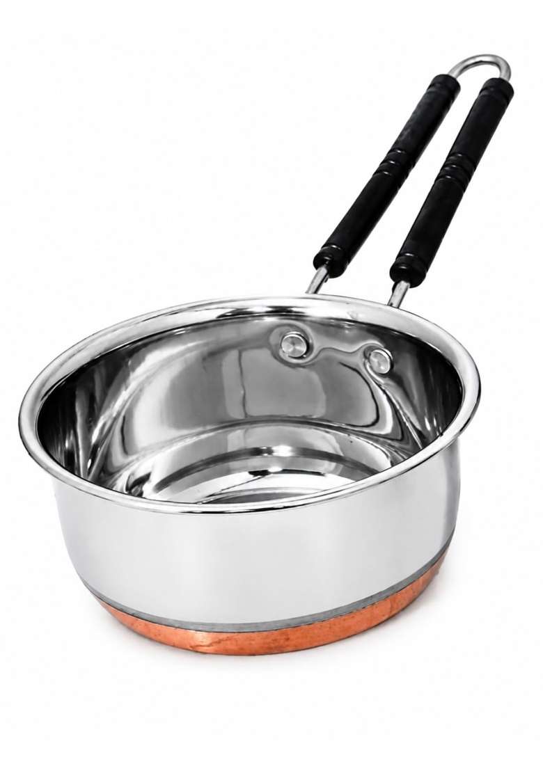 AAYU CRAFT KITCHENWARE FOR LIFE Stainless Steel Copper Bottom Sauce Pan | 0.5 L | 0.5 Qt - Indya