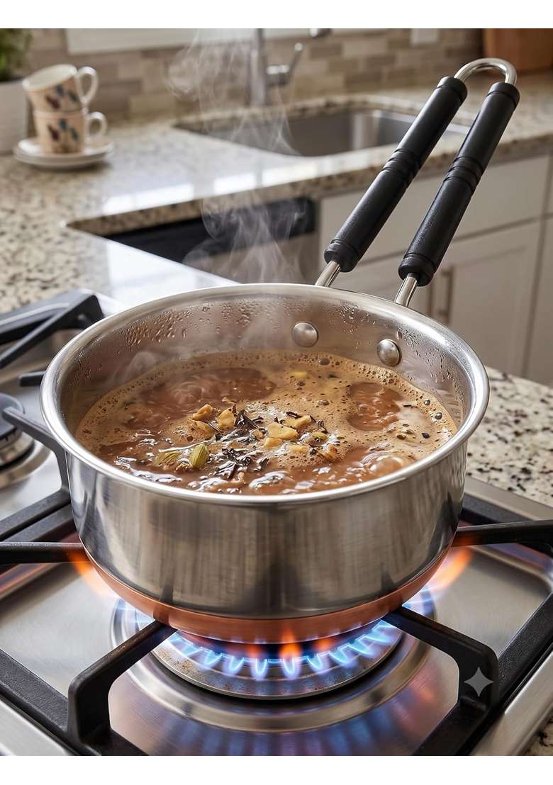 AAYU CRAFT KITCHENWARE FOR LIFE Stainless Steel Copper Bottom Sauce Pan | 0.5 L | 0.5 Qt - Indya