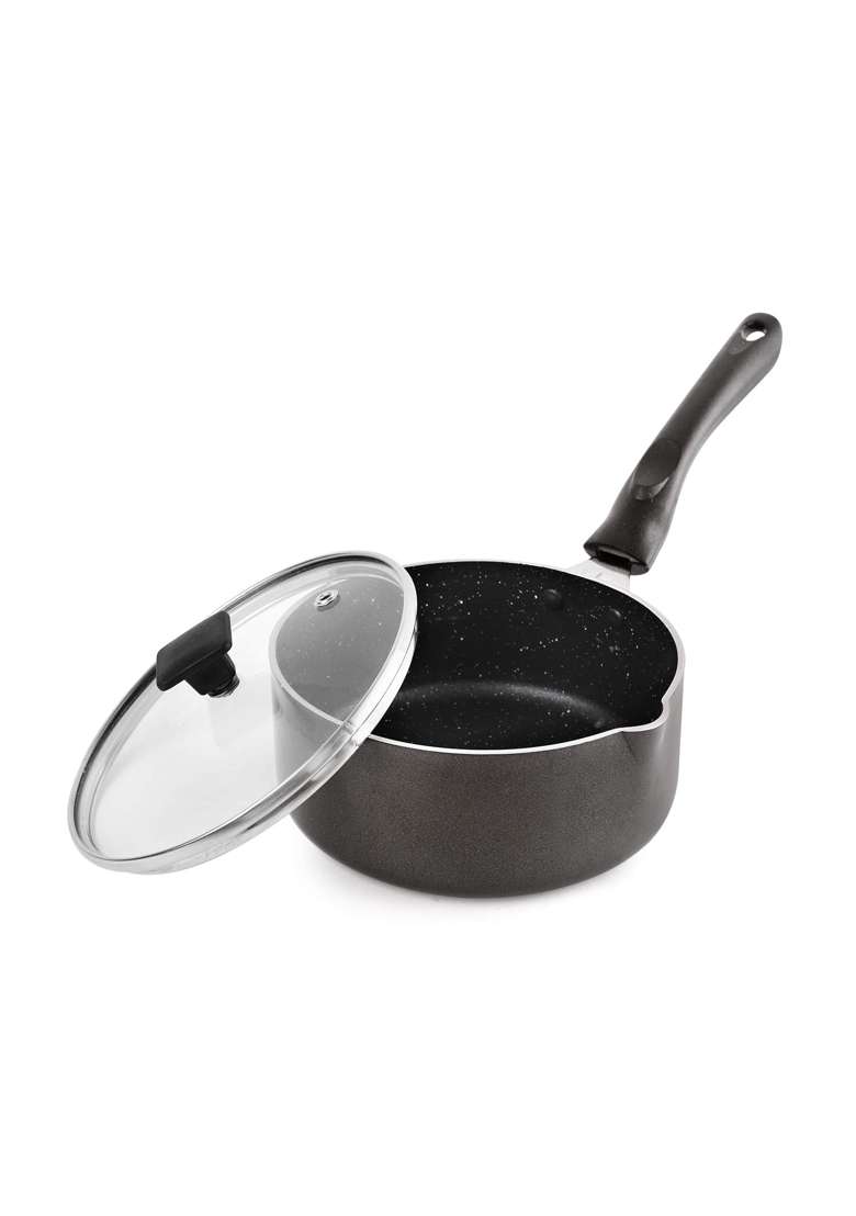 CELLO Aluminium Non-Stick Sauce Milk Pan with Glass Lid for Kitchen | 1.5 L | 1.6 Qt | Induction Compatible | PFOA Free - Indya