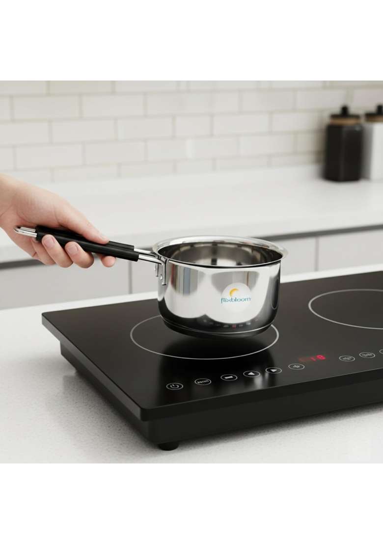 FLIXBLOOM Grandeur Stainless Steel Induction Base Cookware LPG Gas Stovetop Friendly | 2 L | 2.1 Qt | Tri-Ply - Indya