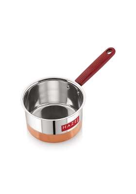 HAZEL Stainless Steel Flat Patila Cooking Pot | 1.5 L | 1.6 Qt | 16.5 cm | 6.5 Inch