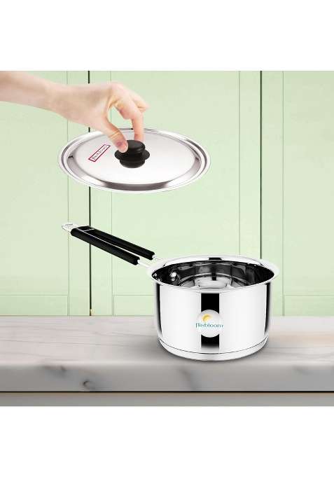 FLIXBLOOM Classy Stainless Steel Thick Guage Triply-Bottom Alliances Induction Base | 2 L | 2.1 Qt | With Lid