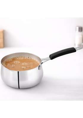 Allo Triply Stainless Steel TriPly Sauce Pan | 1.6 L | 1.7 Qt | 16 cm | 6.3 Inch | Induction Compatible | Non-Stick