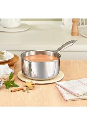 Borosil Cookfresh Triply Stainless Steel Sauce Pan with Spout | 16 cm | 6.3 Inch | Induction Compatible | Dishwasher Safe | Food Safe