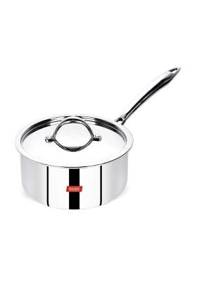Sumeet Stainless Steel Cook Smart Triply Steel-Aluminium-Steel | 1.2 L | 1.3 Qt | 14 cm | 5.5 Inch | With Lid