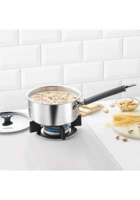 Borosil Cookfresh Tri-ply Stainless Steel Saucepan with Steel Handle | 1.6 L | 1.7 Qt | Induction Compatible | Food Safe