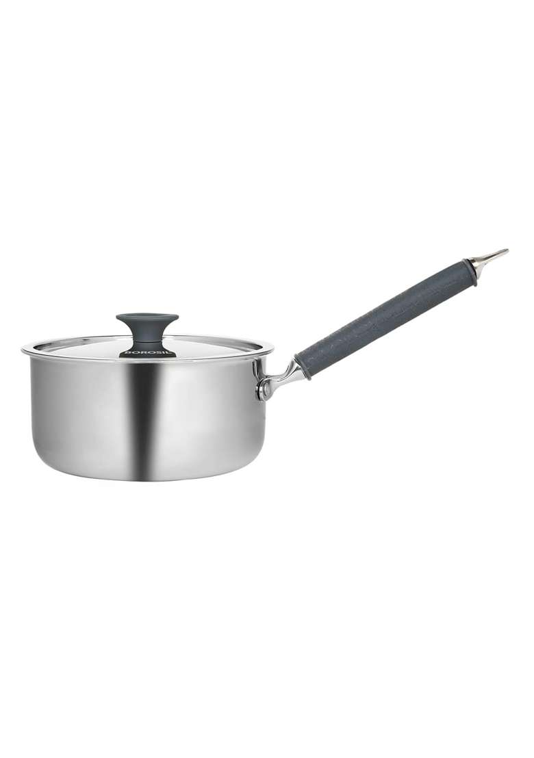 Borosil Cookfresh Tri-ply Stainless Steel Saucepan with Steel Handle | 1.6 L | 1.7 Qt | Induction Compatible | Food Safe - Indya