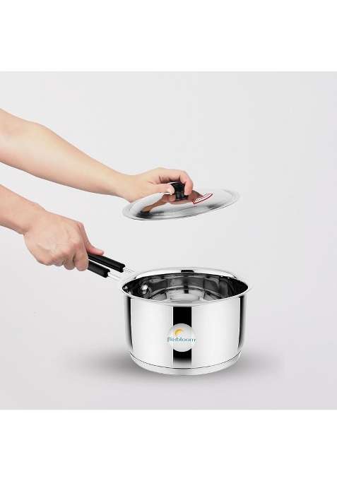 FLIXBLOOM Exclusive Stainless Steel TRIPLY-Sandwich Bottom Deep Cooking Utensil Kitchen | 4 L | 4.2 Qt | Induction Compatible