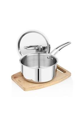 Tosaa Stainless Steel Triply Sauce Pan with Lid | 1.2 L | 1.3 Qt | 16 cm | 6.3 Inch | Induction Compatible | Dishwasher Safe