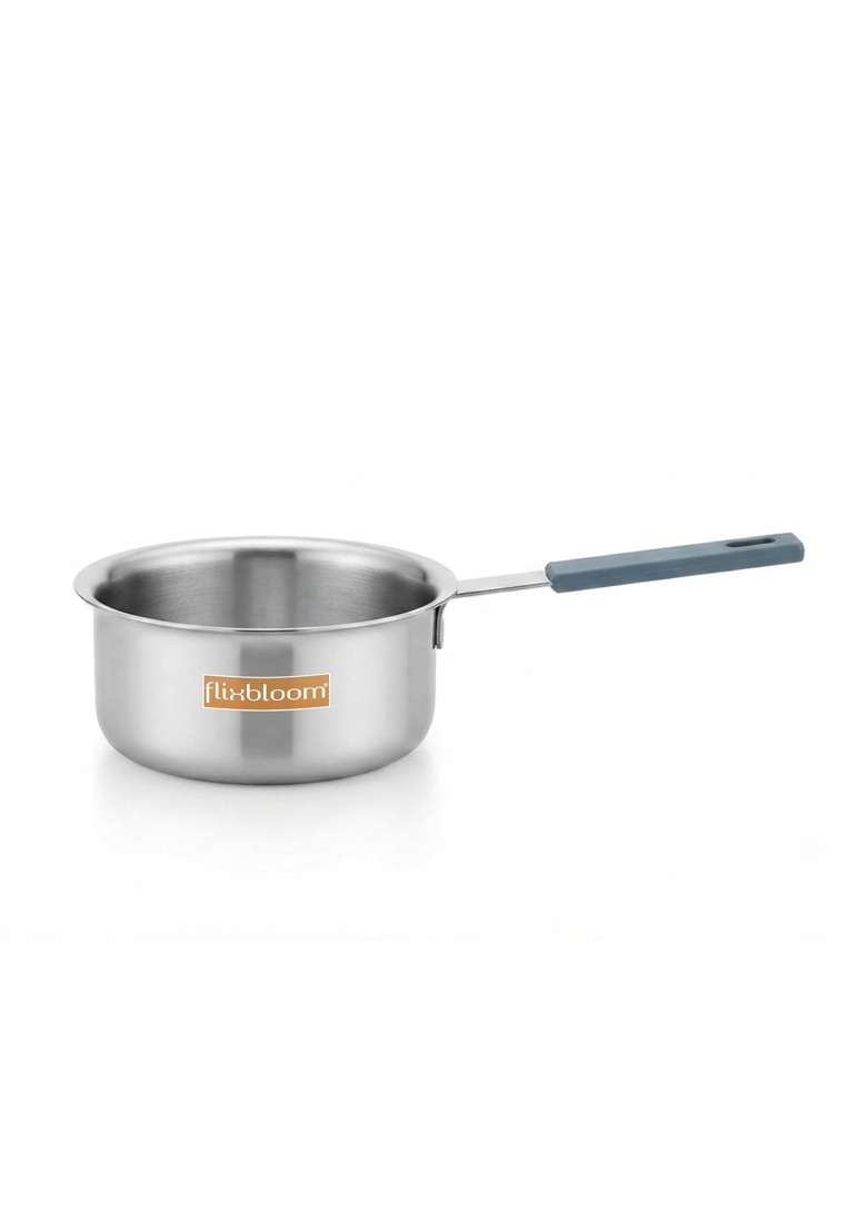 FLIXBLOOM Special Kitchen Triply Stainless Steel Induction Base Cookware Saucepan | 400 ml | 13.5 fl oz | 12 cm | 4.7 Inch - Indya