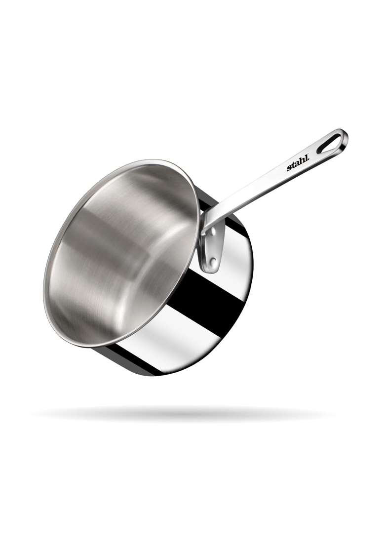 Stahl Artisan Triply Stainless Steel Mikro Saucepan | 450 ml | 15.2 fl oz | 10 cm | 3.9 Inch | Induction Compatible - Indya