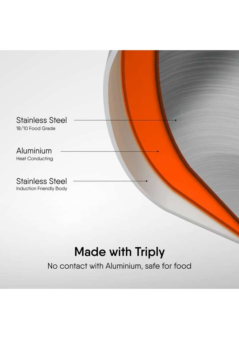 Stahl Artisan Triply Stainless Steel Mikro Saucepan | 450 ml | 15.2 fl oz | 10 cm | 3.9 Inch | Induction Compatible - Indya