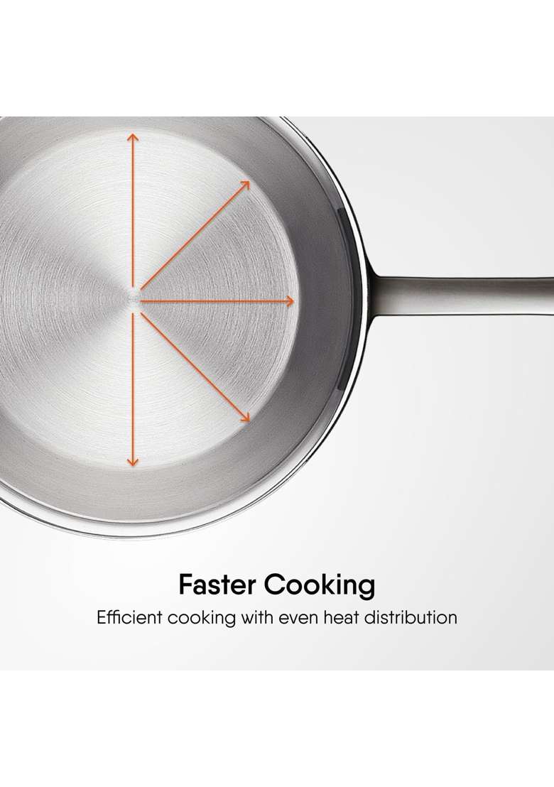 Stahl Artisan Triply Stainless Steel Mikro Saucepan | 450 ml | 15.2 fl oz | 10 cm | 3.9 Inch | Induction Compatible - Indya