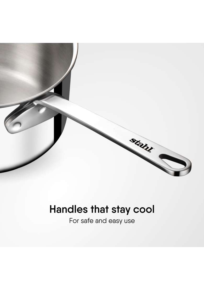 Stahl Artisan Triply Stainless Steel Mikro Saucepan | 450 ml | 15.2 fl oz | 10 cm | 3.9 Inch | Induction Compatible - Indya