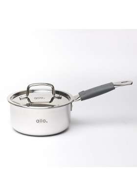 Allo Triply Stainless Steel TriPly Sauce Pan | 1.5 L | 1.6 Qt | 16 cm | 6.3 Inch | Induction Compatible | Non-Stick | With Lid