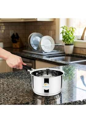FLIXBLOOM Specific Stainless Steel Saucepan Triply Bottom | 4 L | 4.2 Qt | Induction Compatible