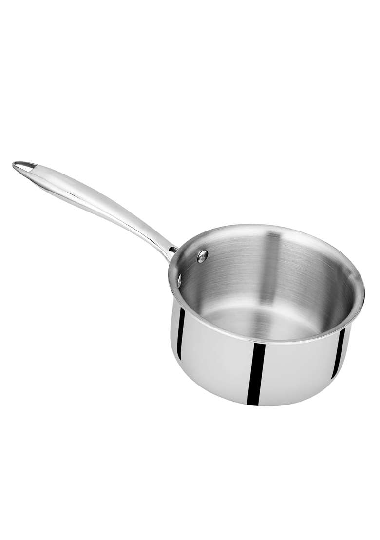 Chakmak Trident Triply Saucepan with Heat Proof Handle | 1.5 L | 1.6 Qt | 14 cm | 5.5 Inch | Induction Compatible - Indya