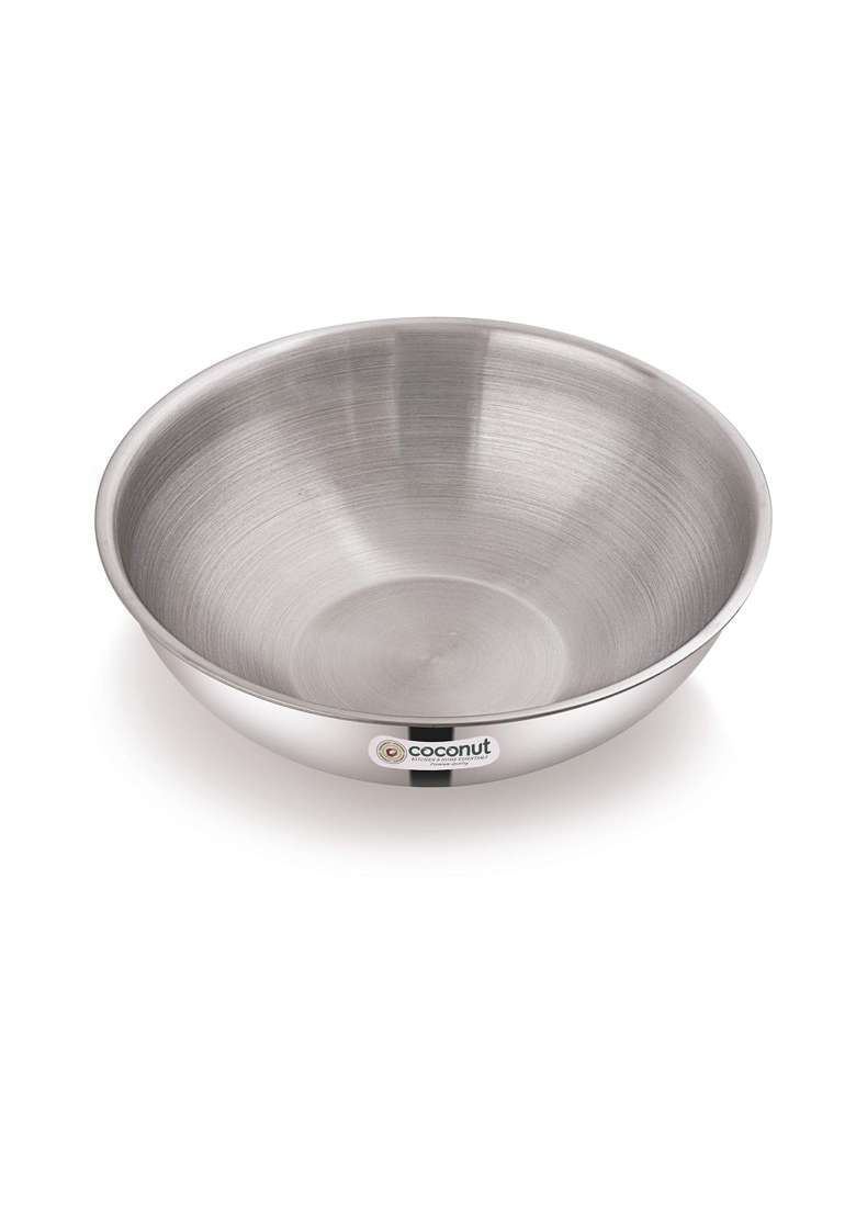 coconut Stainless Steel Fusion Series Triply Tasla Deep Pan - 1 Unit - -Capacity | 1200 ml | 40.6 fl oz | 20 cm | 7.9 Inch | Induction Compatible - Indya