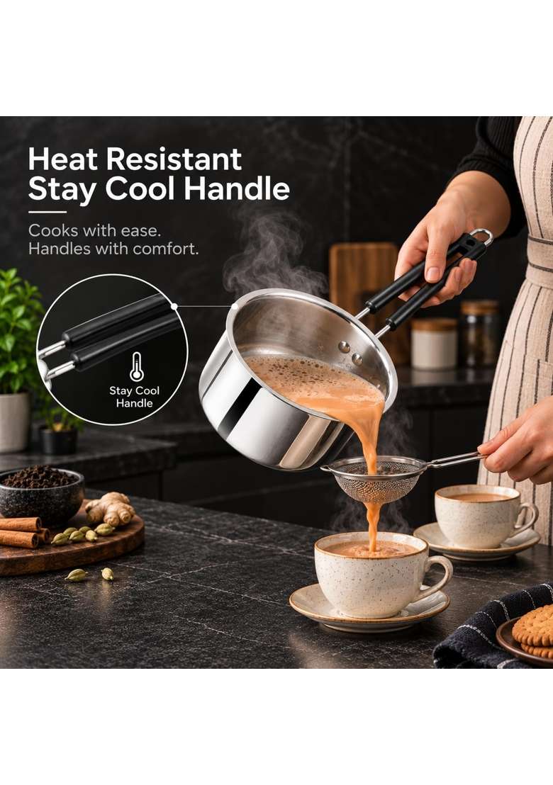 ZENSIL Stainless Steel TriPly Saucepan | 2 L | 2.1 Qt | 18 cm | 7.1 Inch | Heavy Bottom - Indya