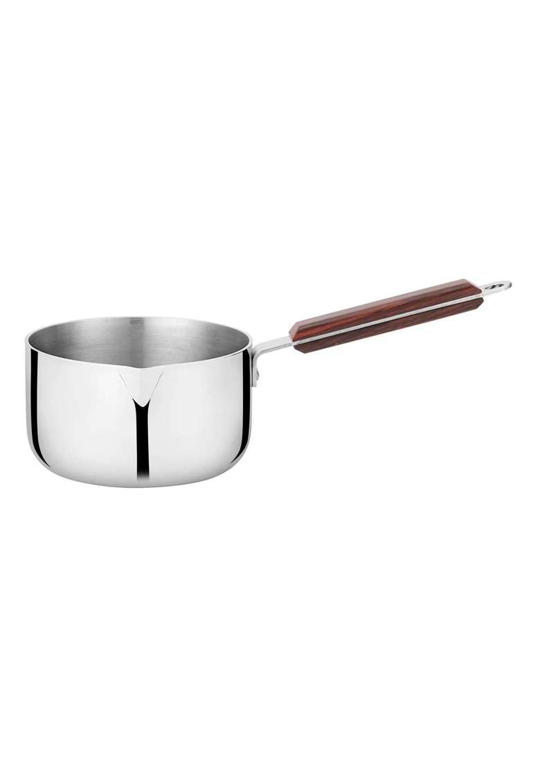 Chakmak Iroko Triply Stainless Steel Saucepan Without Lid | 1.5 L | 1.6 Qt | 16 cm | 6.3 Inch | Induction Compatible - Indya
