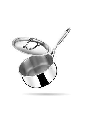 Stahl Artisan Triply Stainless Steel Belly Sauce Pan with Lid | 1.6 L | 1.7 Qt | 16 cm | 6.3 Inch | Induction Compatible