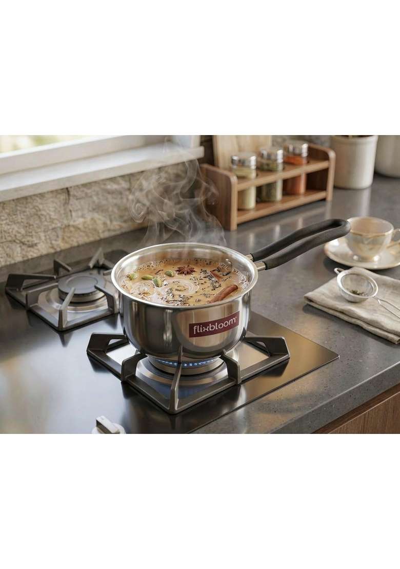 FLIXBLOOM Deluxe Kitchen Cookware Large Triply | 5 L | 5.3 Qt | Induction Compatible | With Lid - Indya