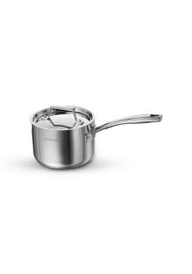 TRAMONTINA Aeion Triply Stainless Steel Sauce Pan with SS 304 Lid | 1.5 L | 1.6 Qt | 14 cm | 5.5 Inch | Induction Compatible | Non-Toxic