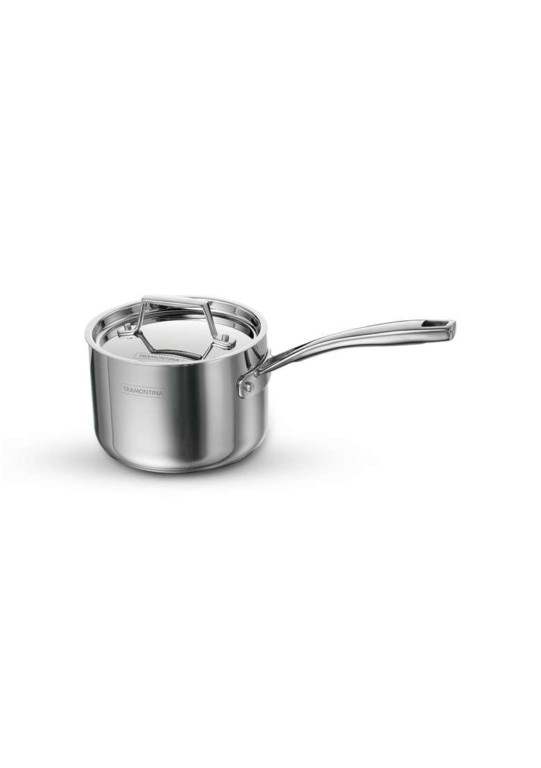 TRAMONTINA Aeion Triply Stainless Steel Sauce Pan with SS 304 Lid | 1.5 L | 1.6 Qt | 14 cm | 5.5 Inch | Induction Compatible | Non-Toxic - Indya