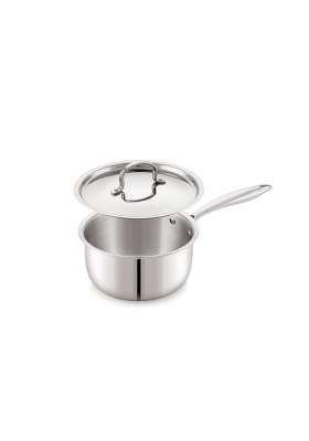 ANJALI Tattva Triply Stainless Steel Sauce Pan with Stainless Steel Lid | 18 cm | 7.1 Inch | Induction Compatible