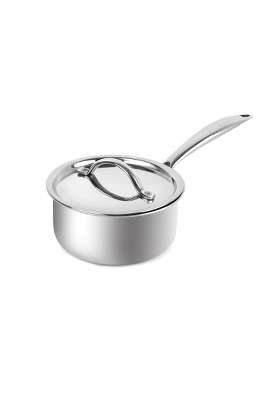 CELLO Induction Base Tri-Ply Sauce Pan with Stainless Steel Lid | 1.6 L | 1.7 Qt | 16 cm | 6.3 Inch