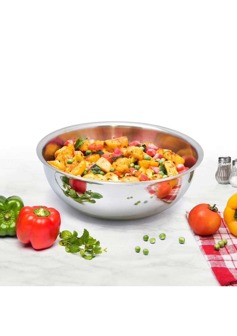 SIGNORA WARE SignoraWare Artista Triply Shallow Tasla Deep Pan Stainless Steel Induction Compatible | 2500 ml | 84.5 fl oz | 24 cm | 9.4 Inch - Indya