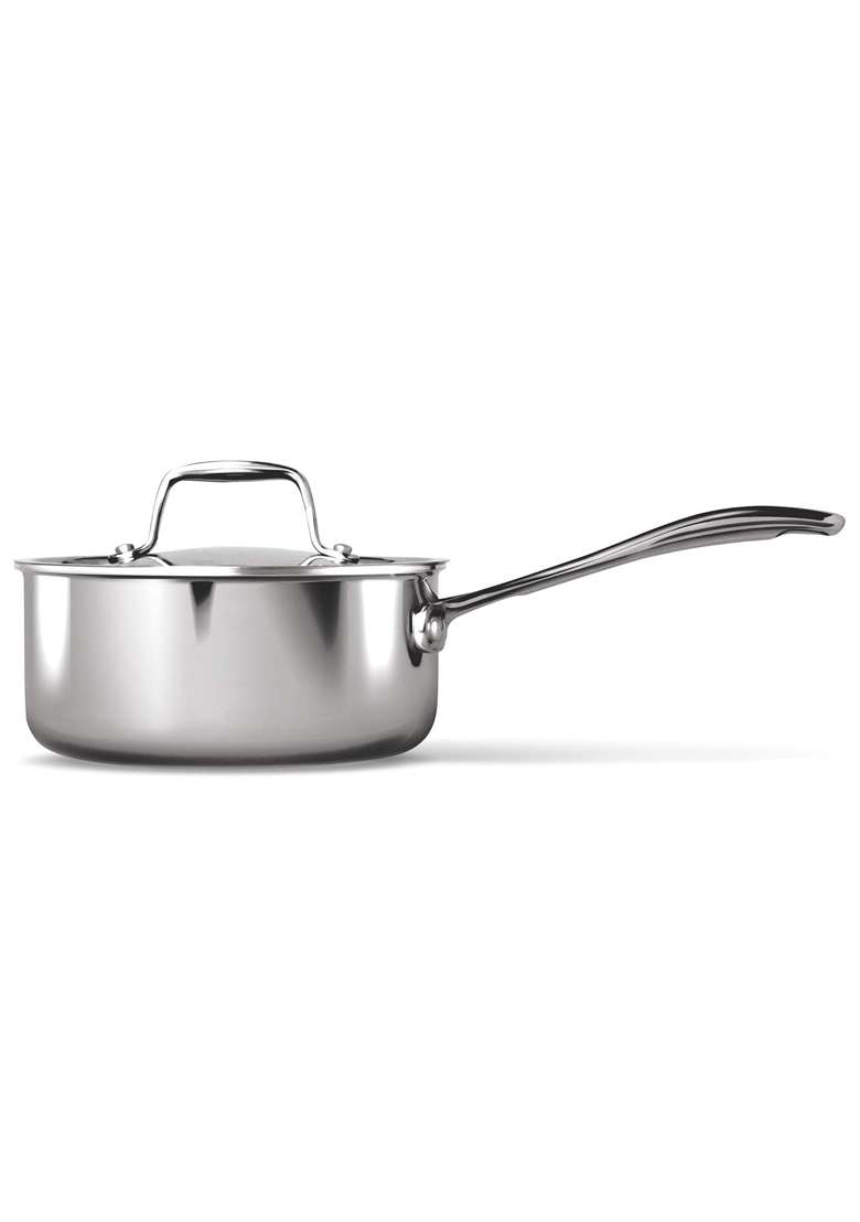 MILTON Pro cook Induction Cookware and Gas Stove Friendly Triply Stainless Steel Sauce Pan | 1 L | 1.1 Qt | 14 cm | 5.5 Inch | With Lid - Indya